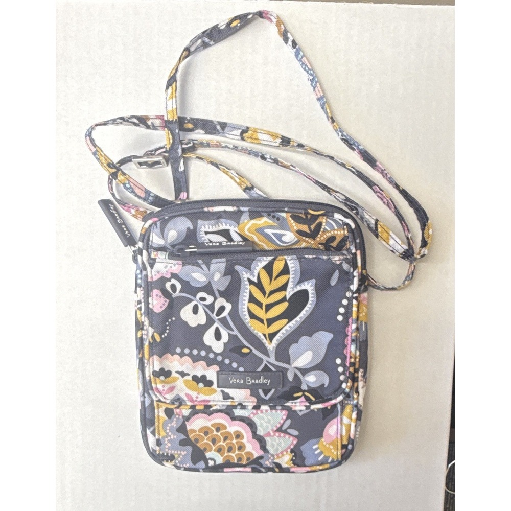 Vera Bradley Floral Small Crossbody Bag Zip Closure Adjustable Strap Charm